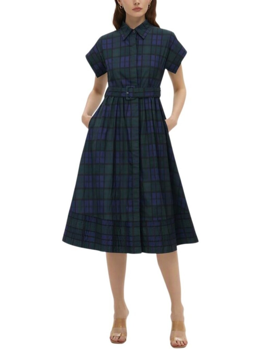Floral Button-Down Short Sleeve Midi Dress for Women - Perfect Party Outfit